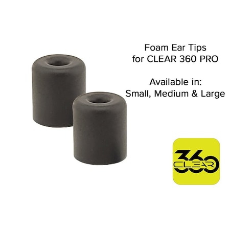 Clear 360 10 pack, (5-pair), Replacement foam tips, SMALL, 24dB NRR, 10PK C360FTS
